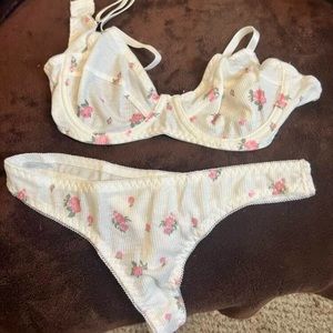 White and pink floral lingerie